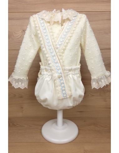 CONJUNTO NIÑO DE PUNTO CRUDO/CELESTE (2 PIEZAS), W05. KOBEZ. INVIERNO.