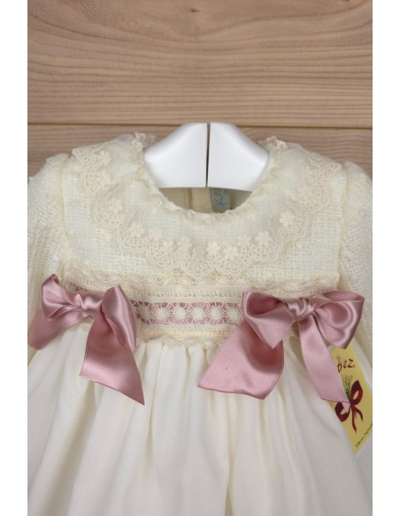 CONJUNTO NIÑA DE PUNTO CRUDO/ROSA MAQUILLAJE (3 PIEZAS), W05. KOBEZ. INVIERNO.