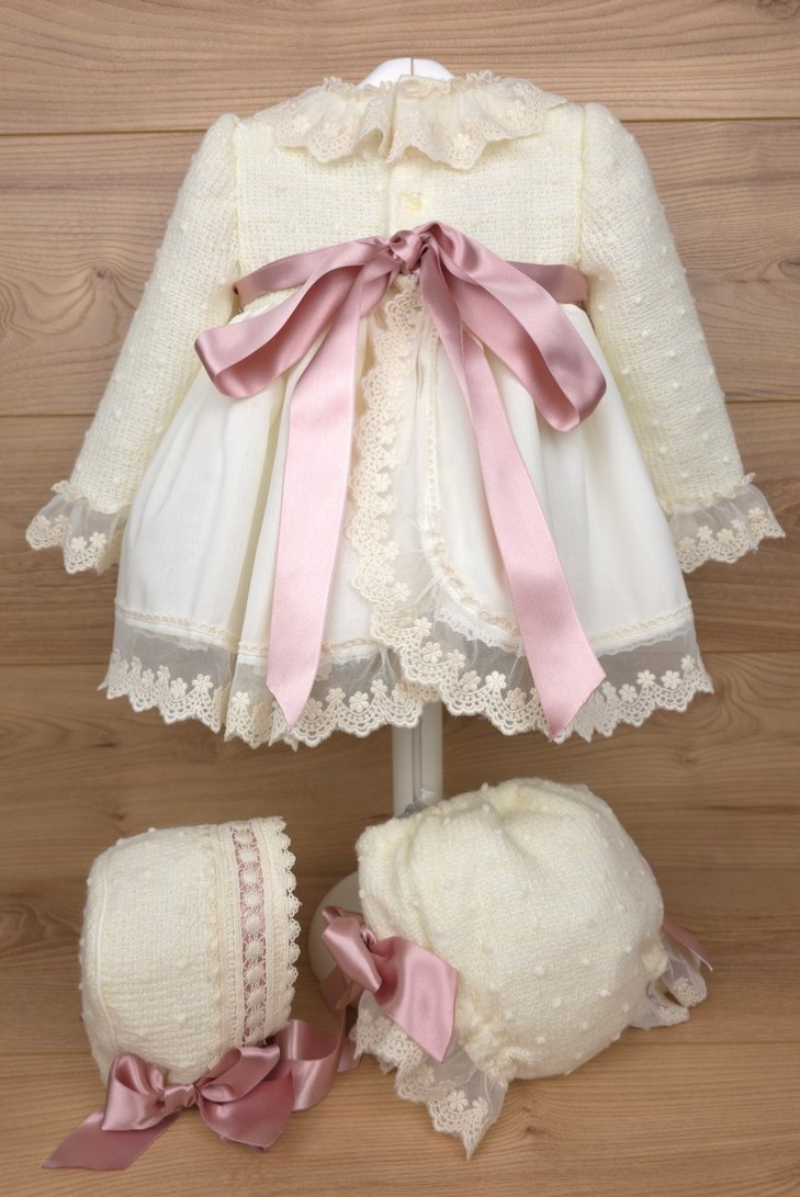 CONJUNTO NIÑA DE PUNTO CRUDO/ROSA MAQUILLAJE (3 PIEZAS), W05. KOBEZ. INVIERNO.