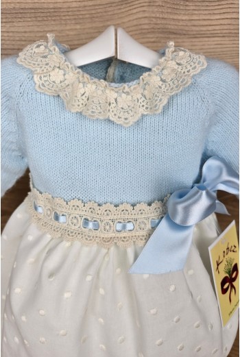 PELELE Y CAPOTA NIÑO DE PUNTO CELESTE, A27. KOBEZ. INVIERNO. 2