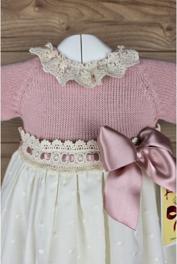 FALDÓN Y CAPOTA DE PUNTO UNISEX ROSA MAQUILLAJE, A27. KOBEZ. INVIERNO. 2