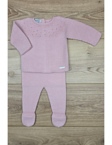 PRIMERA PUESTA UNISEX MOCETA DE PANGASA BABY, ROSA EMPOLVADO. VERANO 26.
