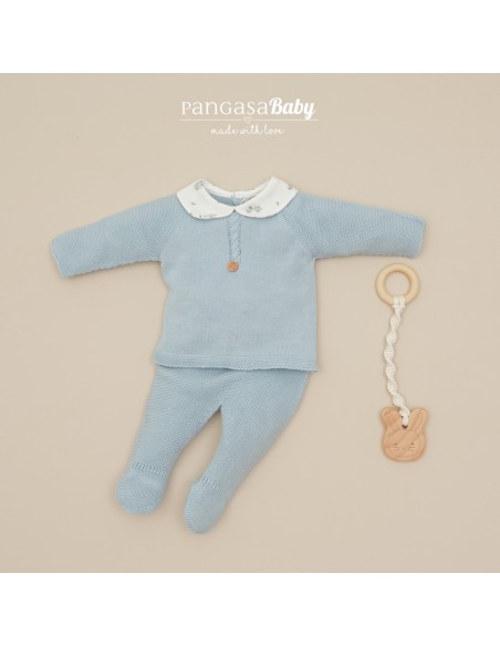 PRIMERA PUESTA NIÑO COLECCIÓN  BUNNY DE PANGASA BABY,CELESTE EMPOLVADO. VERANO 26.