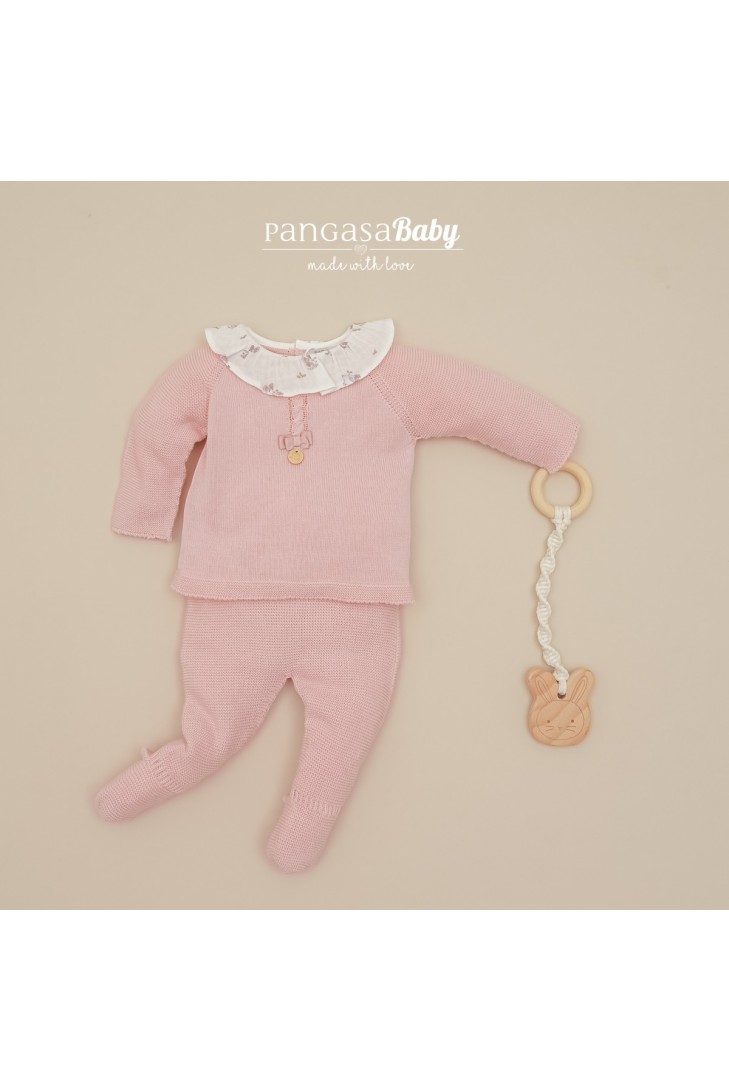 PRIMERA PUESTA NIÑA COLECCIÓN  BUNNY DE PANGASA BABY, ROSA EMPOLVADO. VERANO 26.