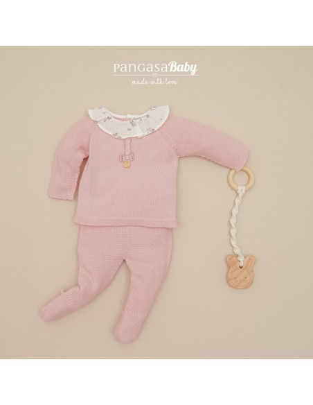 PRIMERA PUESTA NIÑA COLECCIÓN  BUNNY DE PANGASA BABY, ROSA EMPOLVADO. VERANO 26.