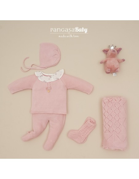 PRIMERA PUESTA NIÑA COLECCIÓN  BUNNY DE PANGASA BABY, ROSA EMPOLVADO. VERANO 26.