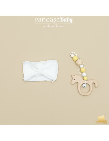 DIADEMA ELÁSTICA DE PANGASA BABY, BLANCO. VERANO 26.