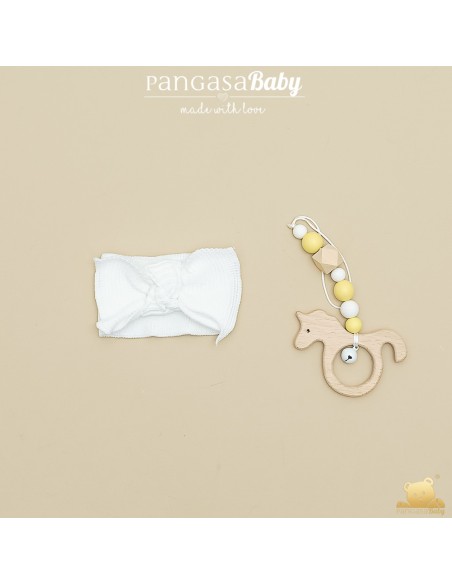 DIADEMA ELÁSTICA DE PANGASA BABY, BLANCO. VERANO 26.