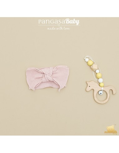DIADEMA ELÁSTICA DE PANGASA BABY, ROSA EMPOLVADO. VERANO 26.