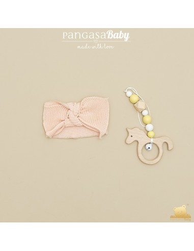 DIADEMA ELÁSTICA DE PANGASA BABY, MELOCOTÓN. VERANO 26.
