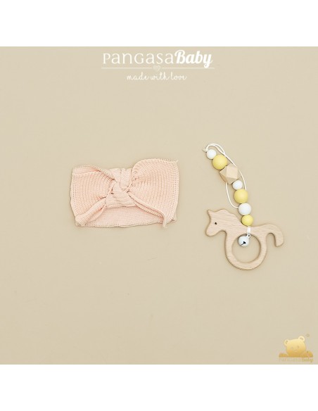 DIADEMA ELÁSTICA DE PANGASA BABY, MELOCOTÓN. VERANO 26.