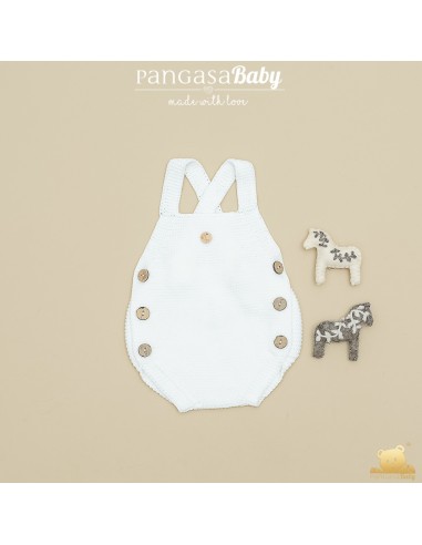PETO PUNTO UNISEX CON BOTÓN DE PANGASA BABY, BLANCO. VERANO 26.
