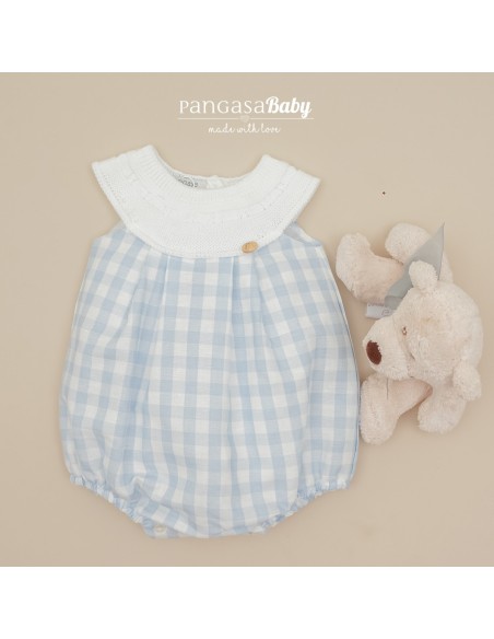 PELELE MOCETA COLECCIÓN  VICHY DE PANGASA BABY, BLANCO. VERANO 26.
