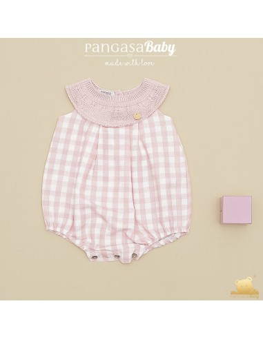 PELELE MOCETA COLECCIÓN  VICHY DE PANGASA BABY, ROSA EMPOLVADO. VERANO 26.