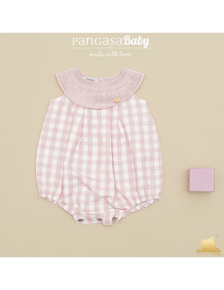 PELELE MOCETA COLECCIÓN  VICHY DE PANGASA BABY, ROSA EMPOLVADO. VERANO 26.