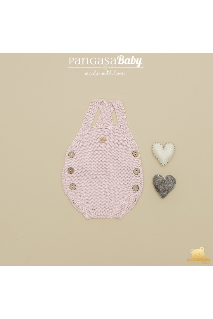 PETO PUNTO UNISEX CON BOTÓN DE PANGASA BABY, ROSA EMPOLVADO. VERANO 26.