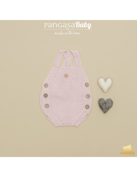 PETO PUNTO UNISEX CON BOTÓN DE PANGASA BABY, ROSA EMPOLVADO. VERANO 26.