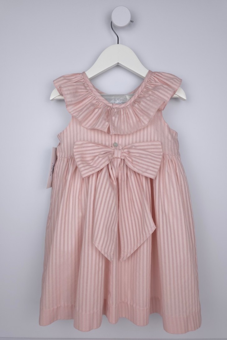 VESTIDO PUNTO SMOCK CANDELA DE TARTALETA, ROSA. VERANO 26.