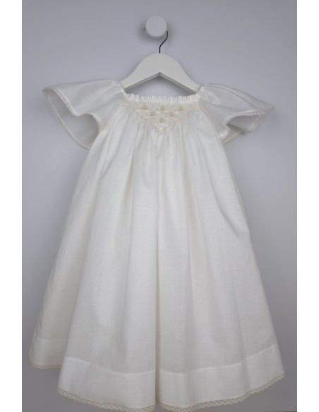 VESTIDO (HASTA TALLA 3A INCLUYE BRAGA) PUNTO SMOCK ALBA DE TARTALETA, CRUDO. VERANO 26.