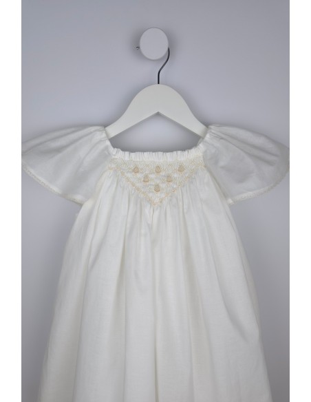 VESTIDO (HASTA TALLA 3A INCLUYE BRAGA) PUNTO SMOCK ALBA DE TARTALETA, CRUDO. VERANO 26.