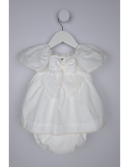 VESTIDO (HASTA TALLA 3A INCLUYE BRAGA) PUNTO SMOCK ALBA DE TARTALETA, CRUDO. VERANO 26.