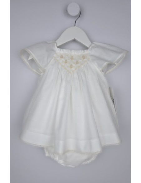 VESTIDO (HASTA TALLA 3A INCLUYE BRAGA) PUNTO SMOCK ALBA DE TARTALETA, CRUDO. VERANO 26.