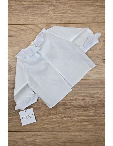 CAMISITA BATISTA CUELLO PLISADO DE BELÁN, BLANCO. VERANO 26.