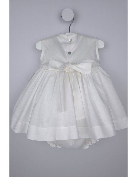 JESUSITO PUNTO SMOCK MARNY DE TARTALETA, CRUDO/ROSA. VERANO 26.