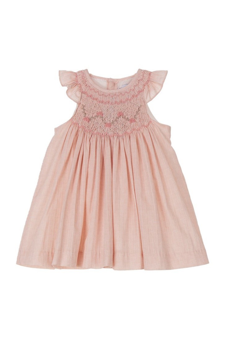 VESTIDO PUNTO SMOCK ROSAURA DE TARTALETA, ROSA. VERANO 26.