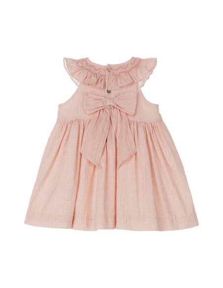VESTIDO PUNTO SMOCK ROSAURA DE TARTALETA, ROSA. VERANO 26.