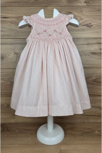 VESTIDO PUNTO SMOCK ROSAURA DE TARTALETA, ROSA. VERANO 26. 2