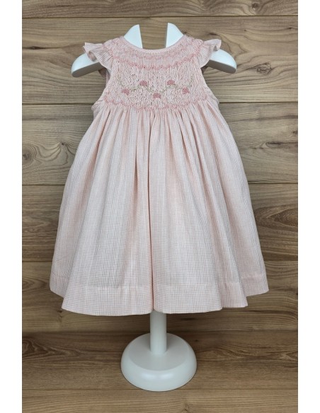 VESTIDO PUNTO SMOCK ROSAURA DE TARTALETA, ROSA. VERANO 26.