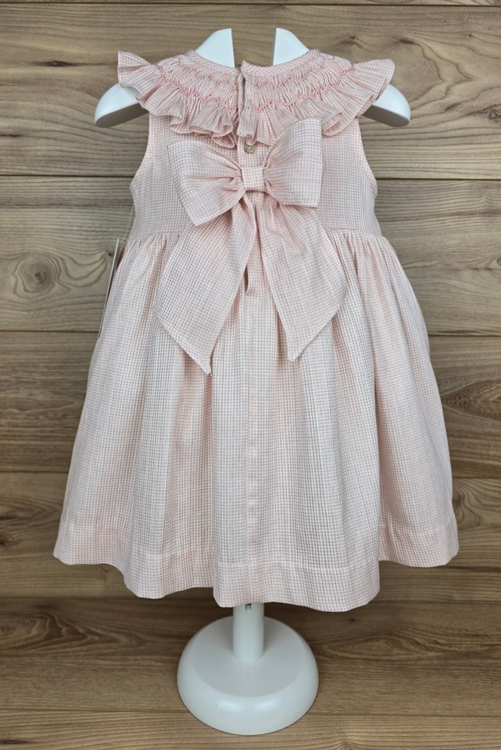 VESTIDO PUNTO SMOCK ROSAURA DE TARTALETA, ROSA. VERANO 26.