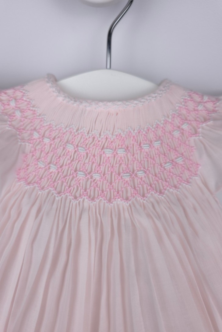 RANITA UNISEX PUNTO SMOCK. BATISTA ROSA-BLANCO. VERANO 26.