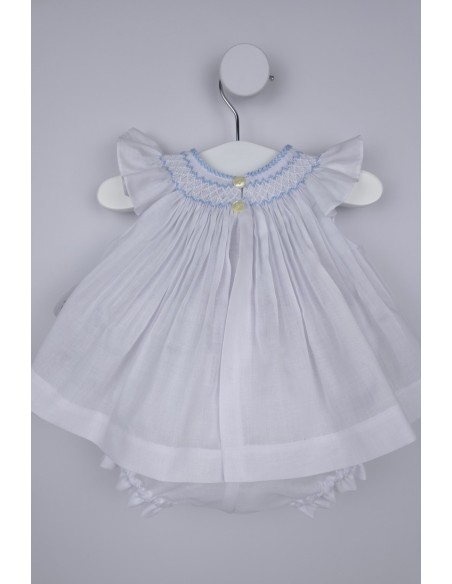 JESUSITO PUNTO SMOCK. BATISTA BLANCA-AZUL. VERANO 26.
