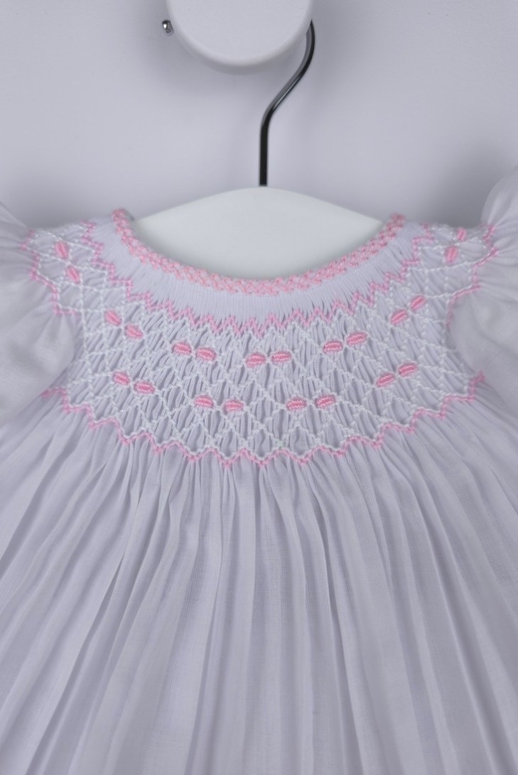 JESUSITO PUNTO SMOCK. BATISTA BLANCA-ROSA. VERANO 26.