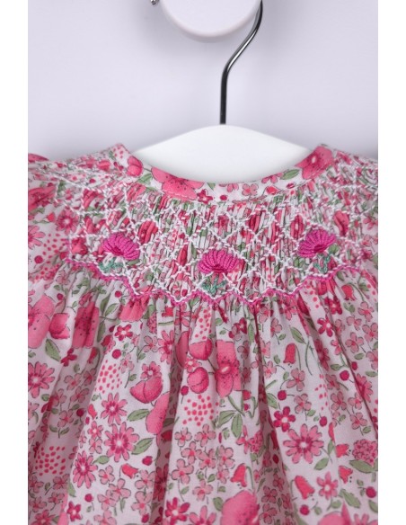 JESUSITO PUNTO SMOCK ROSITA DE TARTALETA, FUCSIA. VERANO 26.