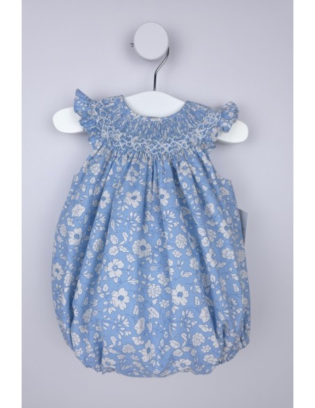 RANITA UNISEX PUNTO SMOCK TALLA ÚNICA (1m-6m aprox.) DE BELÁN, FLORES BLANCAS. VERANO 26