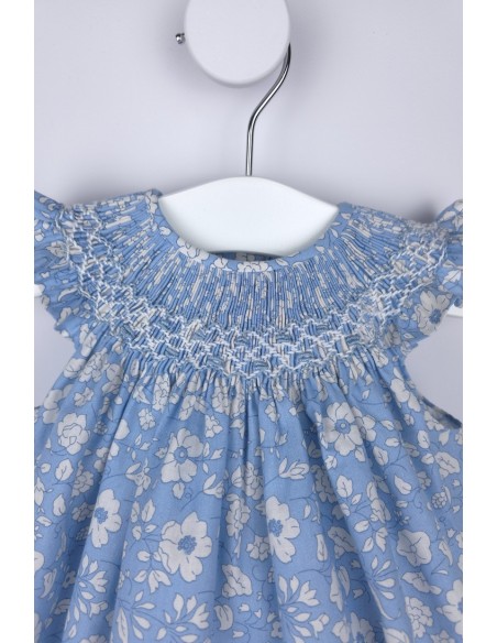 RANITA UNISEX PUNTO SMOCK TALLA ÚNICA (1m-6m aprox.) DE BELÁN, FLORES BLANCAS. VERANO 26