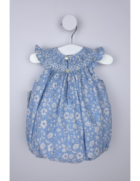 RANITA UNISEX PUNTO SMOCK TALLA ÚNICA (1m-6m aprox.) DE BELÁN, FLORES BLANCAS. VERANO 26