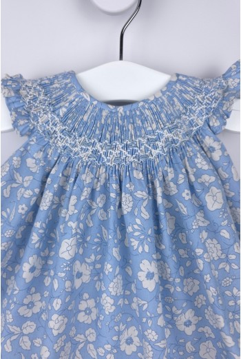 JESUSITO PUNTO SMOCK TALLA ÚNICA (1m-6m aprox.) DE BELÁN, FLORES BLANCAS. VERANO 26 2