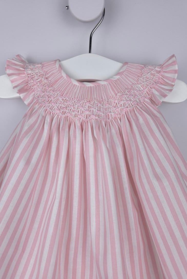 JESUSITO PUNTO SMOCK TALLA ÚNICA (1m-6m aprox.) DE BELÁN, RAYAS ROSAS. VERANO 26