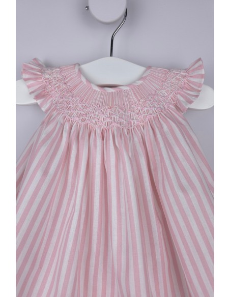 JESUSITO PUNTO SMOCK TALLA ÚNICA (1m-6m aprox.) DE BELÁN, RAYAS ROSAS. VERANO 26