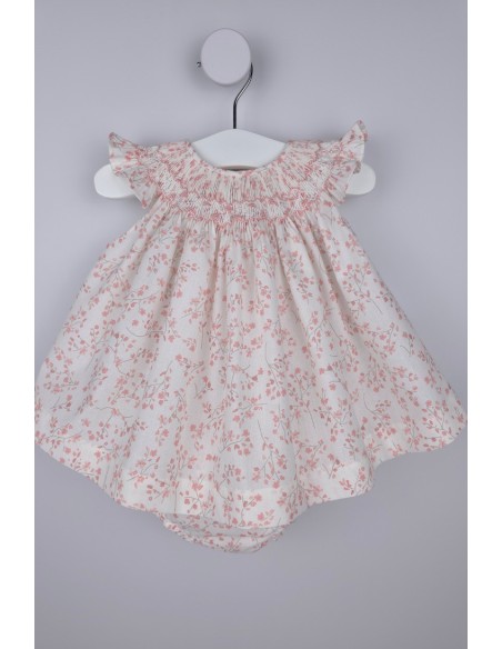 JESUSITO PUNTO SMOCK TALLA ÚNICA (1m-6m aprox.) DE BELÁN, FLORES ROSAS. VERANO 26