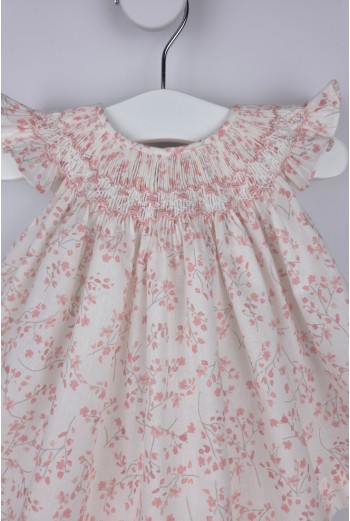 JESUSITO PUNTO SMOCK TALLA ÚNICA (1m-6m aprox.) DE BELÁN, FLORES ROSAS. VERANO 26 2