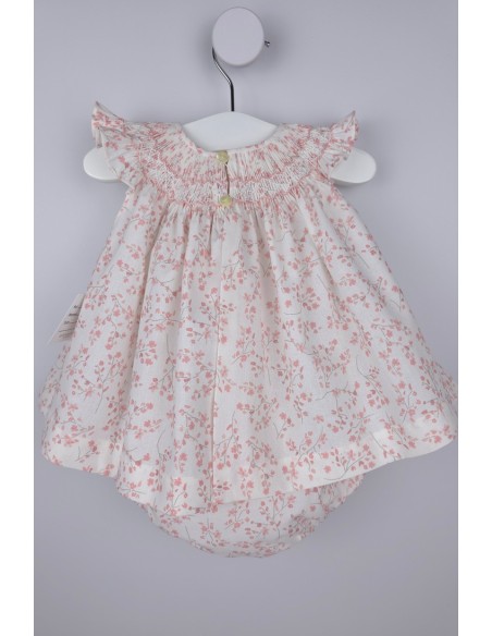 JESUSITO PUNTO SMOCK TALLA ÚNICA (1m-6m aprox.) DE BELÁN, FLORES ROSAS. VERANO 26