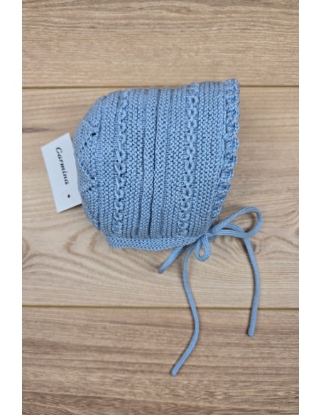 CAPOTA UNISEX HECHA A MANO DE ARTESANÍA CARMINA, AZUL INGLÉS. VERANO 26.