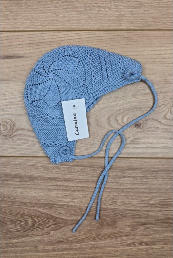 CAPOTA UNISEX HECHA A MANO DE ARTESANÍA CARMINA, AZUL INGLÉS. VERANO 26. 2