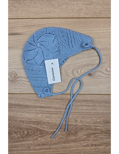 CAPOTA UNISEX HECHA A MANO DE ARTESANÍA CARMINA, AZUL INGLÉS. VERANO 26.