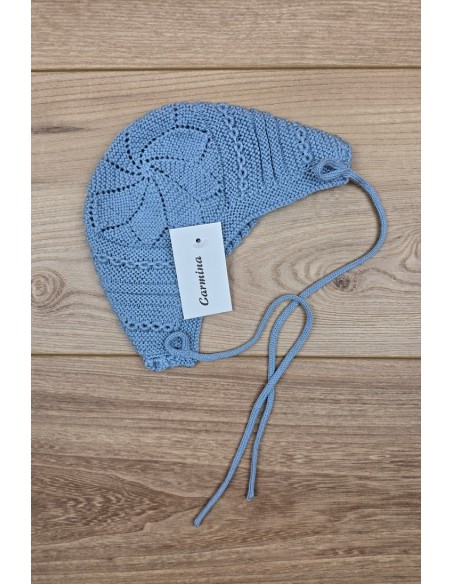 CAPOTA UNISEX HECHA A MANO DE ARTESANÍA CARMINA, AZUL INGLÉS. VERANO 26.